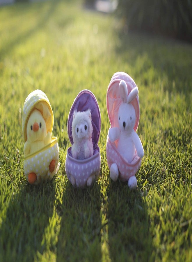 Plushland دمية محشوة من القطيفة من Plushland، 6 بوصات، مزودة بسحاب، مخبأ بيضة، ألوان باستيل صفراء لطيفة ونقاط بولكا، ألوان عيد الفصح، مستوحاة من الربيع، هدية للبنات والأولاد في عيد الميلاد وعيد الأم (كتكوت عيد الفصح). - Image 2